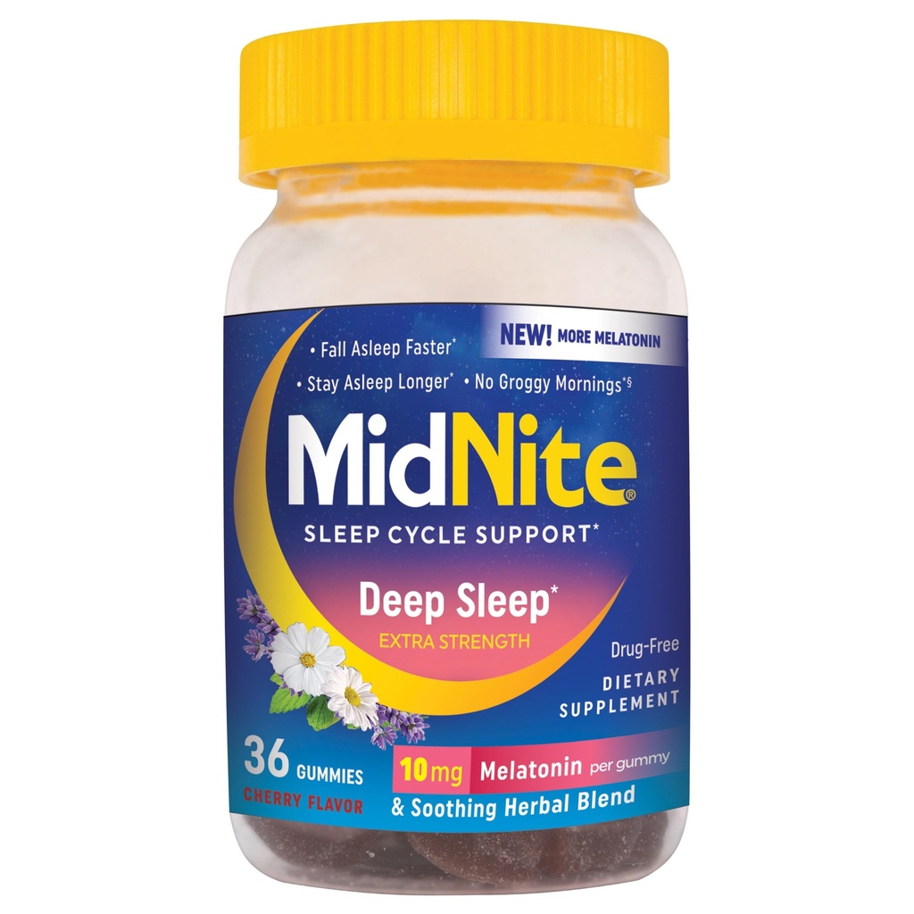 MidNite の深い睡眠の余分強さ、10 の mg の Melatonin の睡眠の援助、非ウサギの形成、大人のための草の食事療法の補足、薬物なし、グルテンフリー、Lactose なし、ベジタリアンフレンドリー、36 のガミー