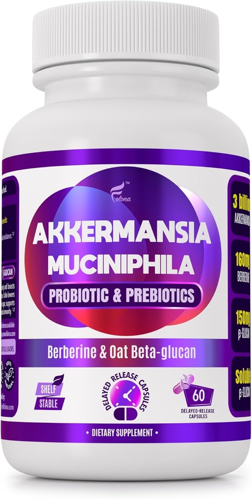 BerberineおよびSoluble Beta-Glucanのプレバイオティクス繊維が付いている遅れた解放のAkkermansia GLP-1 Probiotic;3 Billion AFUのGutの健康サポートのための60のカプセル(2か月の供給)