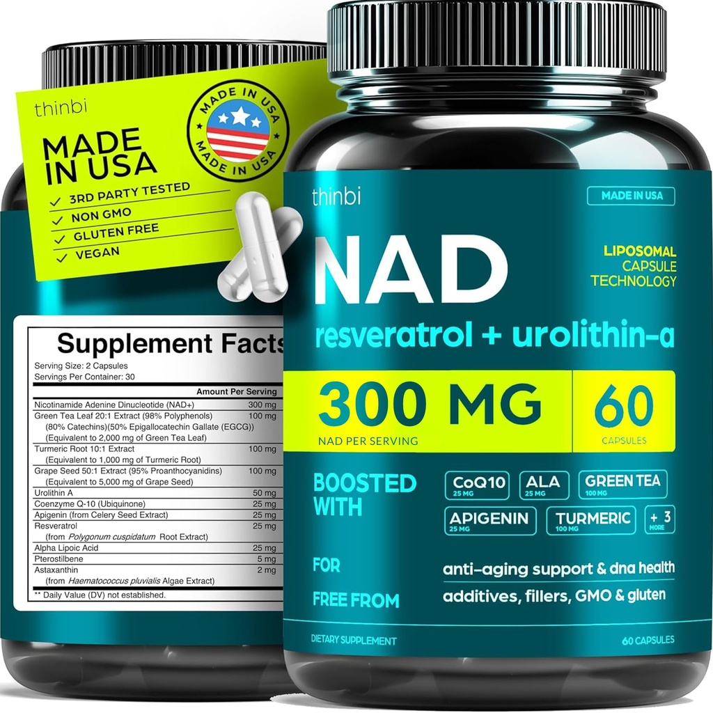 NADの補足300Mgの余分強さNMNの女性及び人のw/ウルオリジンA、Resveratrol、CoQ10、アルファLipoicの酸のための代わりとなるLiposomal +緑茶