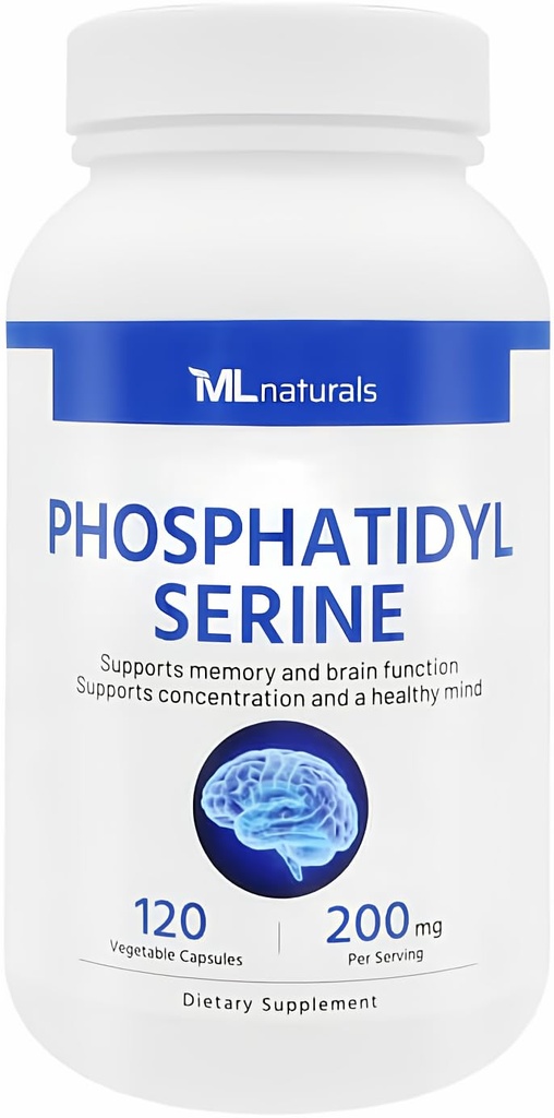 MLナチュラルスプファチジルセリン200mg(標準)120野菜カプセル。 記憶及び頭脳機能、非GMO、NSF認定及びcGMP迎合的なサポート