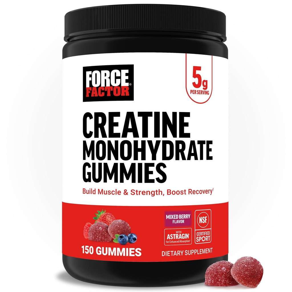 力率のクレアチンの Monohydrate のグミー、NSF は筋肉、強さ、回復、認知健康及び記憶、混合されたベリー、150 のグミーを支えるために人及び女性のための 5g 線量を証明しました