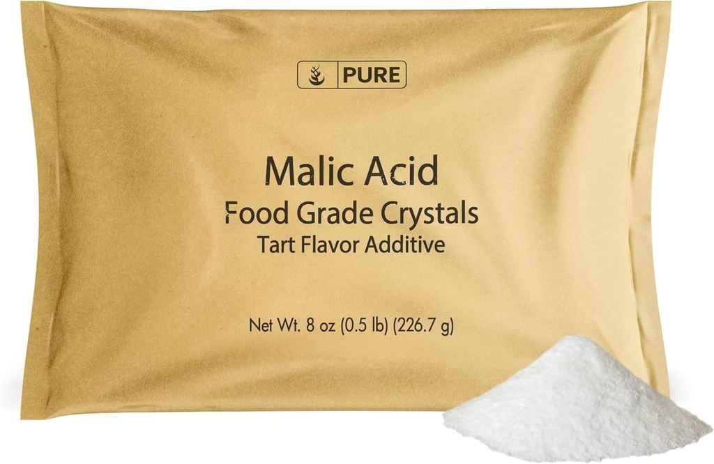 PURE ORIGINAL INGREDIENTS Malic Acid (8 oz) Food Grade Crystals, Tart Flavor