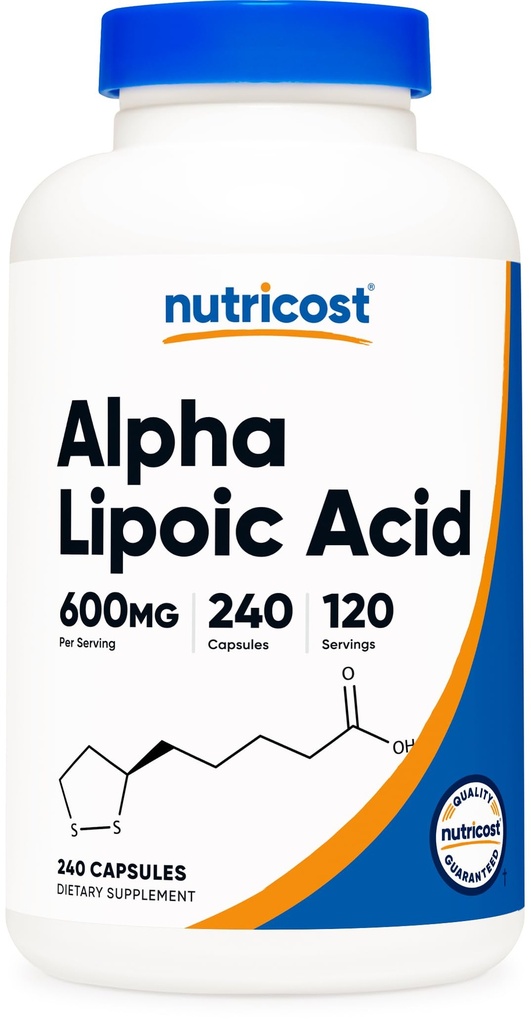 ナトリコストアルファリポ酸600mg/サービング、240カプセル - グルテンフリー、ベジタリアンカプセル、大豆フリー&非GMO
