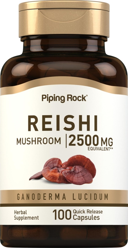 パイピングロック 霊石茸カプセル | 2500mg | 100丸薬 | 標準化草エキスサプリメント | ガンダールシダム | 非GMO、グルテンフリー