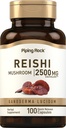 パイピングロック 霊石茸カプセル | 2500mg | 100丸薬 | 標準化草エキスサプリメント | ガンダールシダム | 非GMO、グルテンフリー