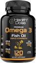 健康ドーズオメガ3フィッシュオイル2000mg - レモン風味のSoftgels with EPA 800mg & DHA 600mg for Brain, ハート, ウェルネスサポート - 簡単に消化する, フィッシュバープなし - 120 Softgels, 2-Month Supply