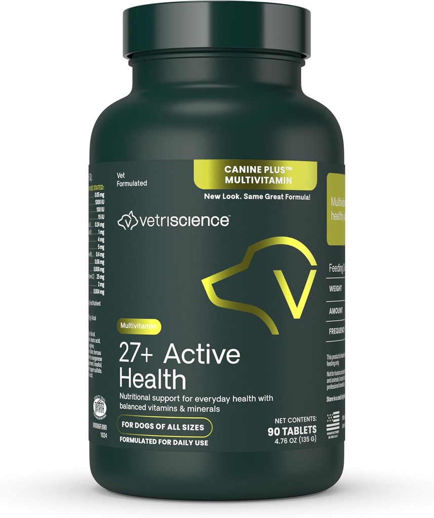 VetriScience 27+活動的な健康の咀嚼可能なタブレット、Papiesおよび大人の犬、バランスの取れたビタミン、ミネラルおよび酸化防止剤、健康およびウェルネス サポート、アヒル、90の計算のための毎日のMultivitamin