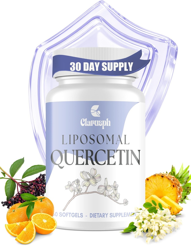 Quercetin with Bromelain | Liposomal Quercetin Supplements with High Absorption for Respiratory & Immunity* | Quercitin 1000mg with Vitamin C & Zinc, 60 Softgels (30 Day Supply)