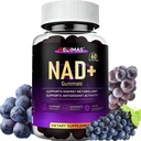 NAD Gummies with Resveratrol, Multivitamin Blend, Quercetin, Collagen and Zinc, Chewable NAD Gummy for Women, Natural Grape Flavor, Convenient Daily Chew, 60 Count