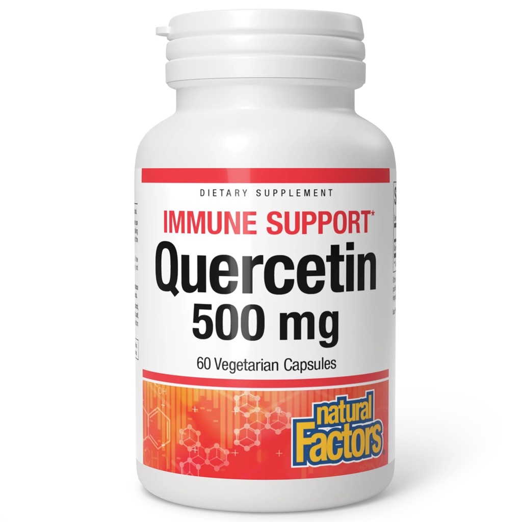Natural Factors Quercetin - Antioxidant Support Supplement for Respiratory & Lung Health Support - Quercetin Supplement Aids Your Body's Health & Function - 60 Vegetarian Capsules (60 Servings)
