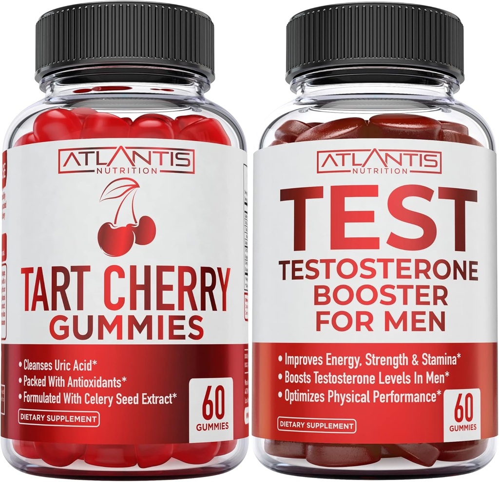 Atlantis Nutrition Tart Cherry 60 Gummies + Testosterone Booster 60 Gummies