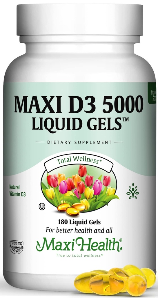 Maxiの健康D3 5000の液体ゲル-自然なビタミンD3 - 栄養の補足- 180のカプセル-Kosher