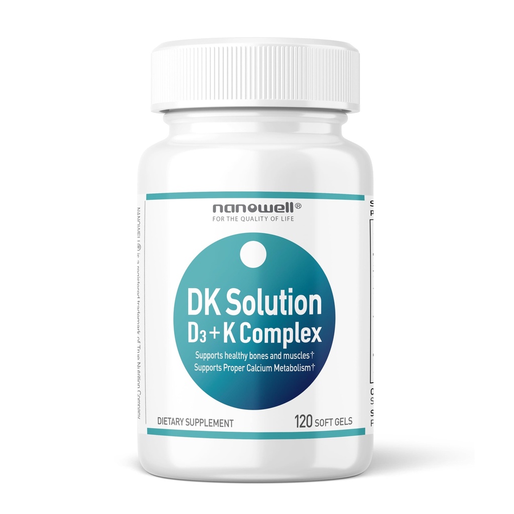 NANOWELL DKの解決のビタミンD3 2000のIU (50のmcg) + Kの複合体-骨、筋肉および免疫の健康サポートのための食事療法の補足- 120のSoftgels、120の日の供給