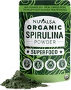 Nuvalsa Organic Spirulina パウダー 1lb – 100% 純粋なスーパーフード サプリメントから Blue Green Algae Non GMO スムージー&プロテインドリンク, ビーガン & USDA 認定オーガニック - 100 サービング