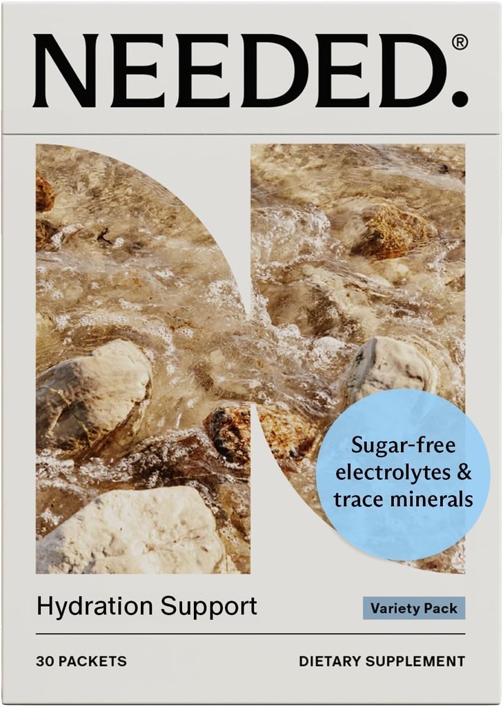 Needed. Hydration Support with Electrolytes & Trace Minerals – Electrolytes for Pregnancy & During Lactation - 30 Hydration Packets Lightly Sweetened with Real Fruit, Variety