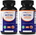 Vitamatic 2 パック MCT オイル カプセル 3000 mg/サービング - 180 Softgels - Coconut オイルから - 55% のカプリル酸 C8 および 40% のカプリル酸 C10 (合計 360 Softgel)が含まれています