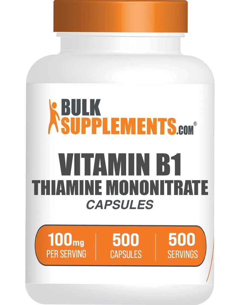 BulkSupplements.com Thiamine Mononitrate (Vitamin B1) Capsules - 500 Count (Pack of 1)