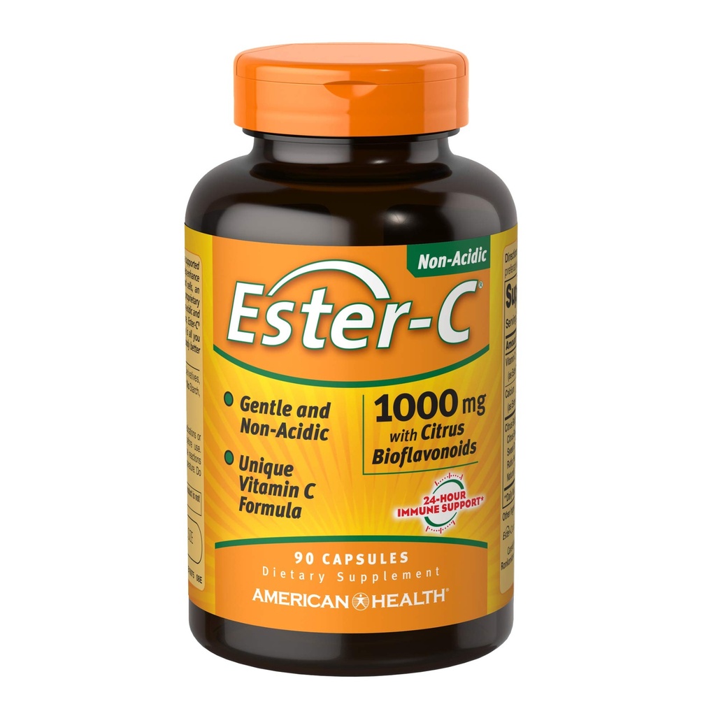 シトラスBioflavonoidsのカプセルが付いているEster-Cのアメリカの健康- 24Hour免疫サポート、Stomach、非AcidicのビタミンC -非GMO、グルテンフリー- 1000のmg、90の計算のGentle