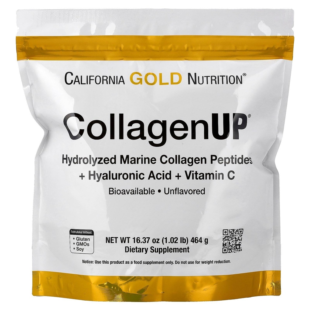 カリフォルニアゴールド栄養コラージュUP®、Hyaluronic酸とビタミンC、Flavored、1.02ポンド(464g)