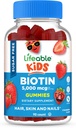 Lifeable Sugar Free Kids Biotin Gummies | 5000mcg | Great Tasting Biotin Supplement | Biotin Gummies for Hair Growth, Skin and Nail Health | Hair Vitamins for Kids, Boys, Girls | 90 Gummies