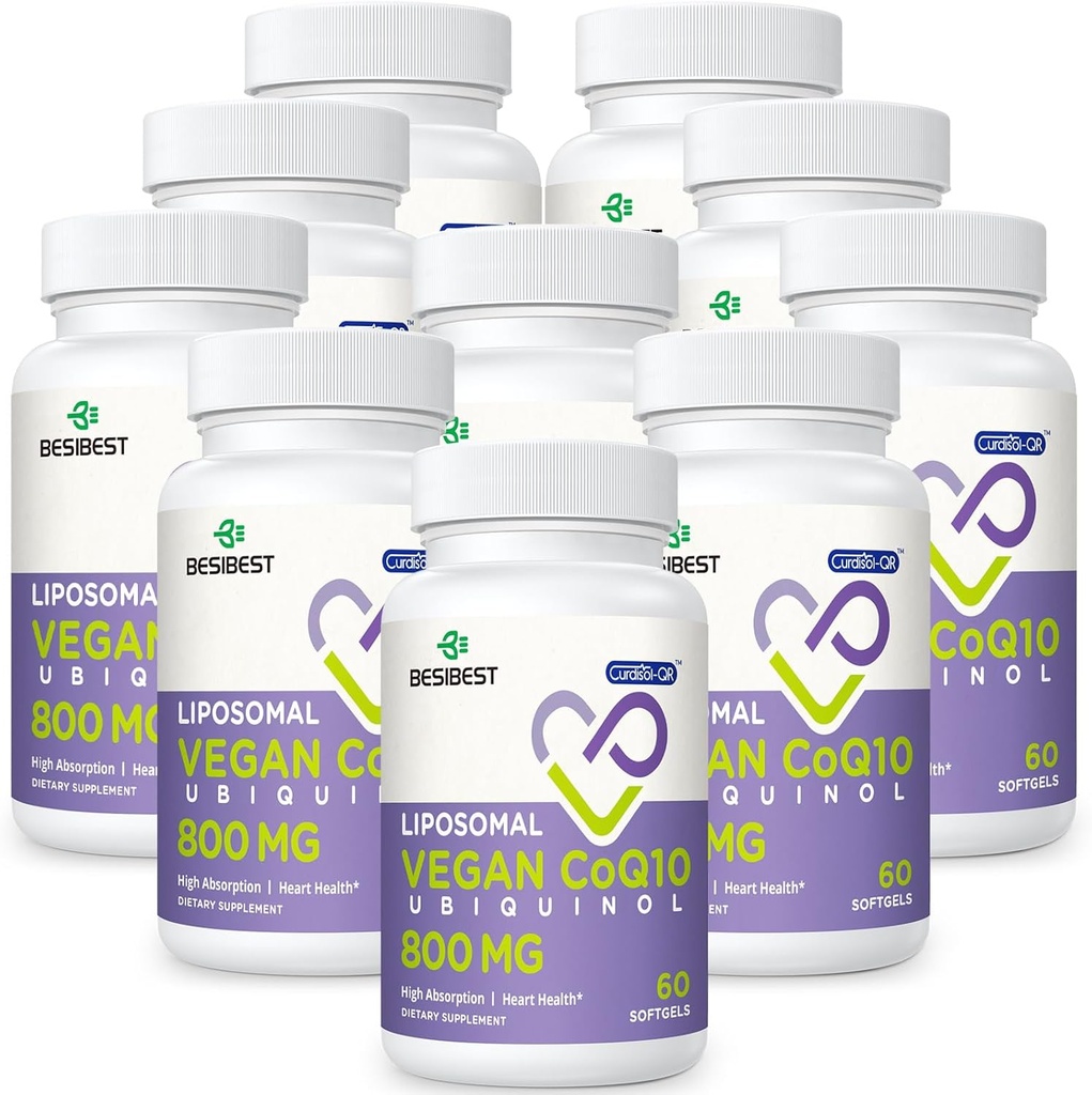 Liposomal Ubiquinol CoQ10 800のMGのSoftgel、高い吸収のCoQ10 Ubiquinolの補足、活動的なCoenzyme Q10 800mg、中心及び頭脳機能、エネルギー生産、600のビーガンSoftgelsのための強力な酸化防止剤
