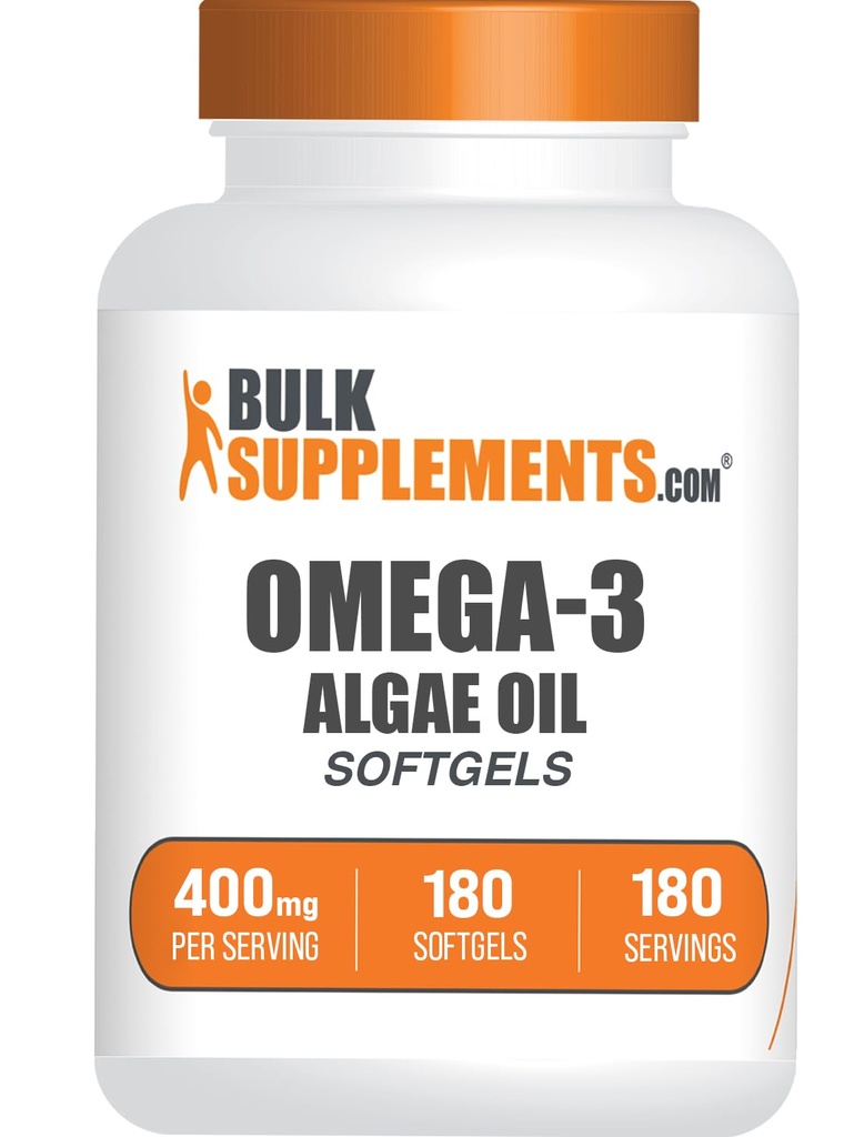 BulkSupplements.com Omega-3 Softgels - Algal Oil、Algae Oil Omega 3のサプリメントから - Gluten Free、1回の給食当たりSoftgel、180のカウント(パッケージ1)