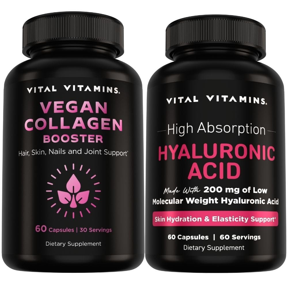 Vital Vitamins Vegan Collagen Booster 60 ct + Hyaluronic Acid Capsules 60 ct