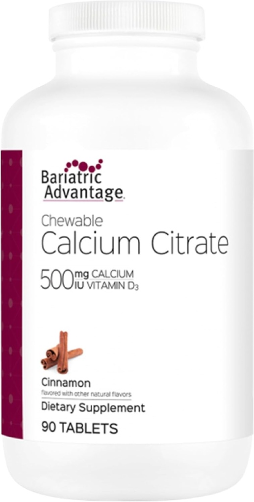 胃の副産物患者のためのビタミンD3が付いているBariatric利点のカルシウム クエン酸塩のChewable 500mgは胃のバイパスおよび袖の胃切除術、低い砂糖-シナモンの味、90の計算をおおいます