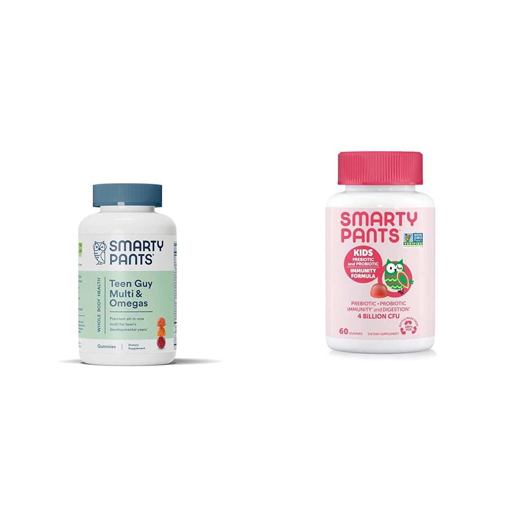 SmartyPants ティーンガイマルチビタミングミ:オメガ3フィッシュオイル(EPA / DHA)&キッズプロバイオティック免疫:消化の健康と免疫サポートサプリメントのためのプレバイオティクス&プロバイオティクス