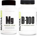NutraBio B-100 Bビタミンコンプレックスと反応マグネシウムサプリメントバンドル - ビタミンサプリメントバンドルは、免疫システム、骨の健康、健康な髪、皮膚、および爪に役立ちます