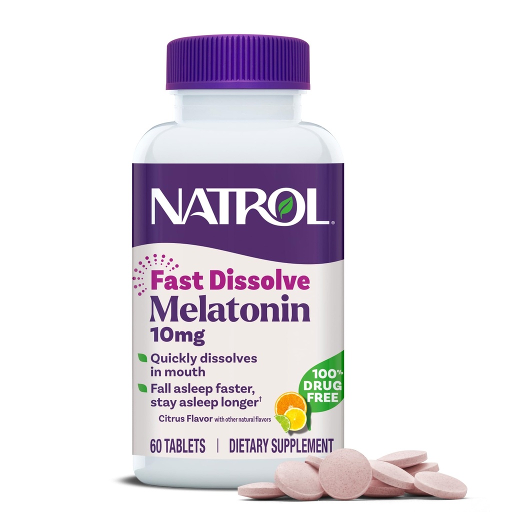 Natrolの速い分解のMelatonin 10のmgのMelatoninは残りの睡眠、大人のための睡眠サポート、60のCitrus風味のタブレット、60日の供給まで補います