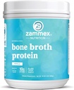 Zammex Bone Broth Protein Powder, Pure Grass Fed Beef, Vanilla Protein Powder,Hydrolyzed Collagen Supplement for Healthy Skin,Nails,Hair,Joints, Non-GMO,Gluten Free, Great in Shakes