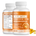 マグネシウムのGlycinateの補足のSoftgels、亜鉛、ビタミンB6、C、D3、睡眠のための純粋なマグネシウム、カルム、筋肉、エネルギー、中心サポート-女性及び人のための60のビーガン カプセル