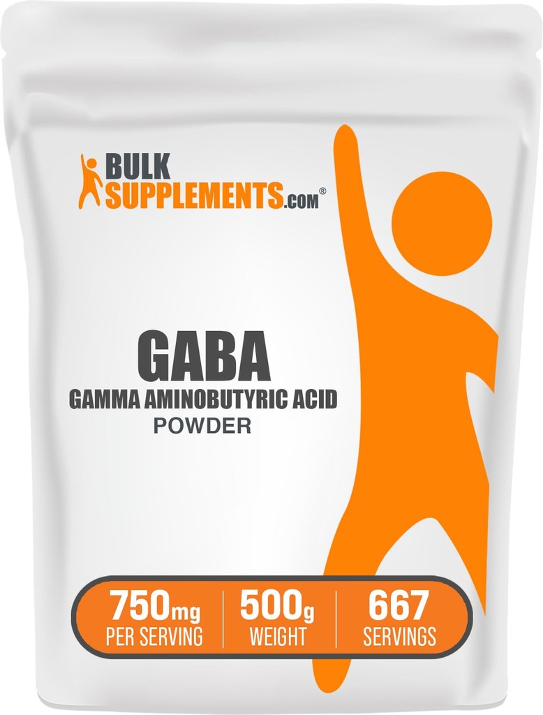 BulkSupplements.com GABA パウダー - Gamma Aminobutyric 酸、GABA サプリメント、アミノ酸サプリメント - グルテンフリー、給餌あたり750mg、500g(1.1 lbs)(パッケージ 1)
