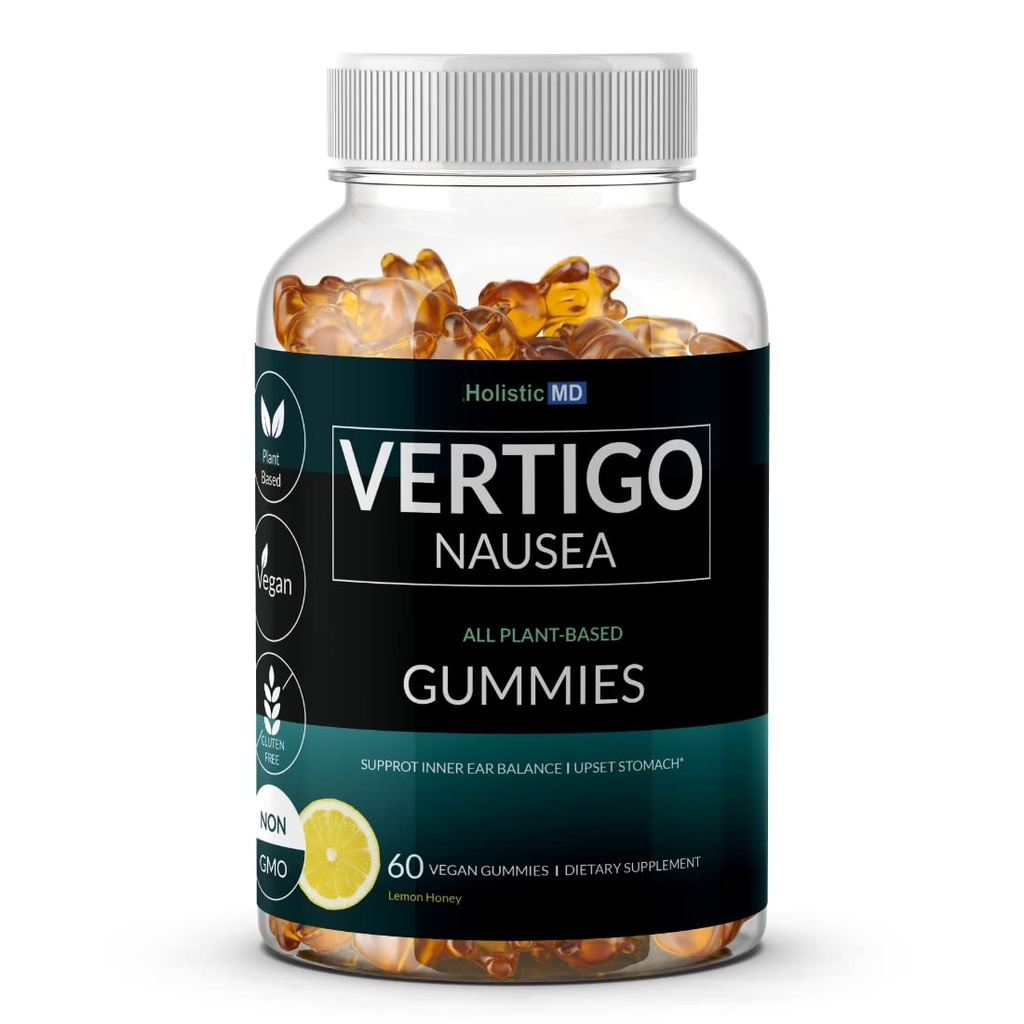 Vertigoリリーフ製品は、臨床的にクッズ・ジンコ・アストラガルス・ジンジャー・ブラック・コホッシュ&ペニー・フラワーを研究しました | ナセア・ヴェルティゴ・ディズリー・リリーフ | 植物由来の処方 非GMO | レモン風味 60 グミ