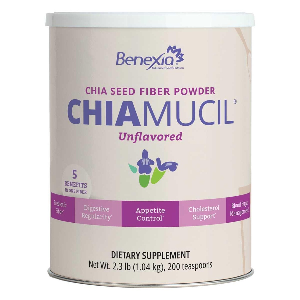 Chiamucil Prebioticチアファイバーサプリメントパウダー - 食欲コントロール&消化の健康のために - Chiaファイバー&Chicoryルート(インリン) - グルテンフリー&砂糖、ビーガン、非GMO、非風味 - 100サービング