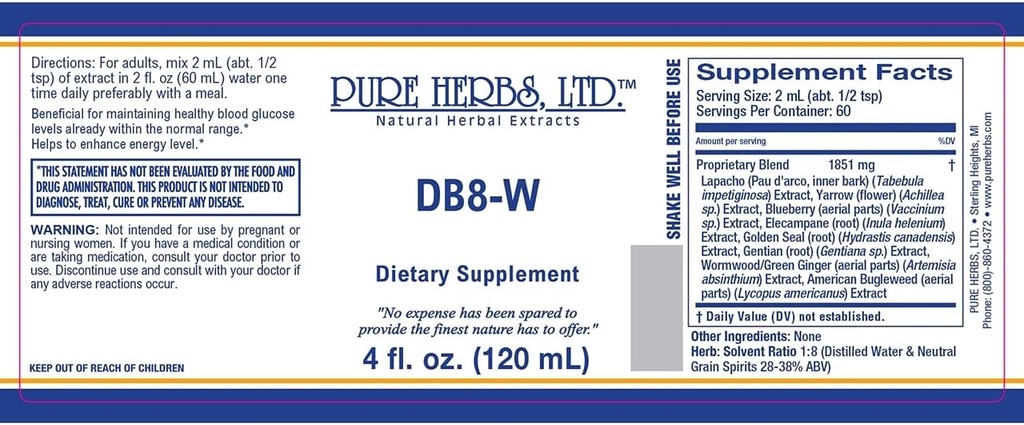 純粋なハーブ、株式会社DB8-W (4 oz。)