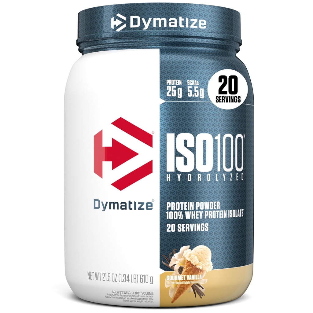 Dymatize ISO100の乳白色蛋白質の粉の隔離、グルメバニラ、蛋白質の25g、5.5g BCAAsのより少し120 Cal。、グルテンフリー、1g脂肪、1g砂糖、2g Carb (20サービング)
