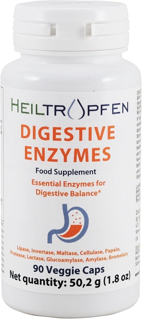 Heiltropfen Digestive Enzymes | 90 Veggie Capsules | Dietary Supplement
