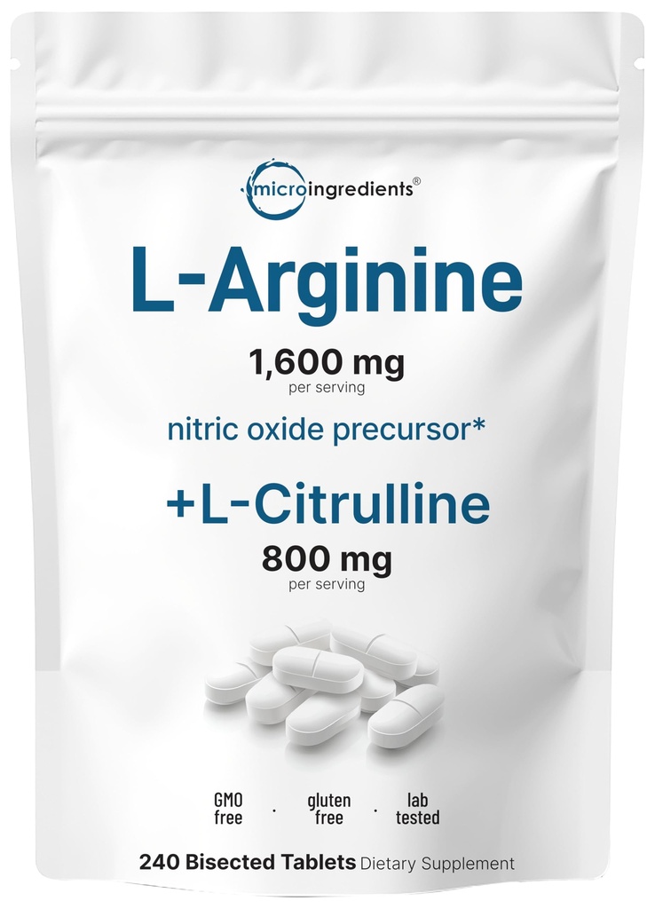L-アルギニン 1,600mg L-Citrulline、240 Bisectedタブレットを持つ男性のためのニトリク酸化物サプリメント | ニトリクライドプレクサー | 筋肉、エネルギー、および心サポート | 非GMO、グルテンフリー - 4ヶ月の供給