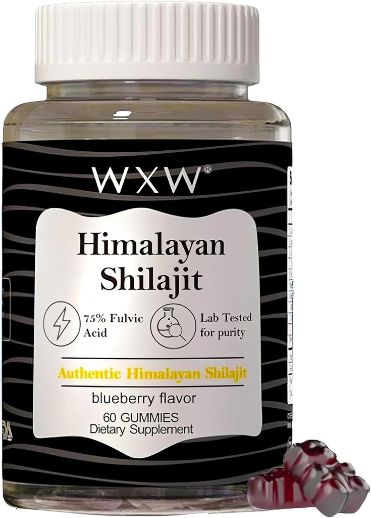 トレースミネラルシラジットグミーブルーベリー風味グミーシラジットハニースティック600 MG 75%フルヴィク酸ラボテスト60カウント