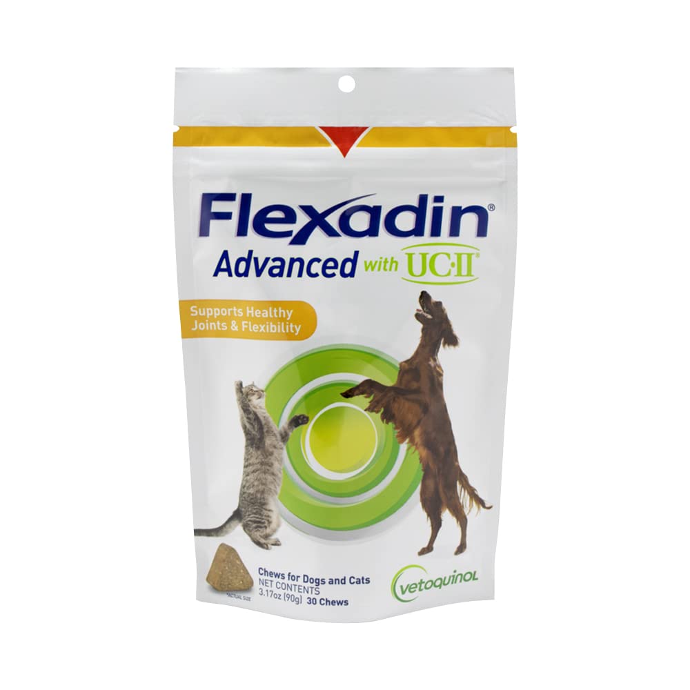 VetoquinolのFlexadinのUndenaturedのコラージュの高度の犬のヒップおよび接合箇所の補足、犬および猫、臨床的に証明されたVet承認された方式、30の咀嚼のための1つの咀嚼の日のヒップそして共同サポート咀嚼