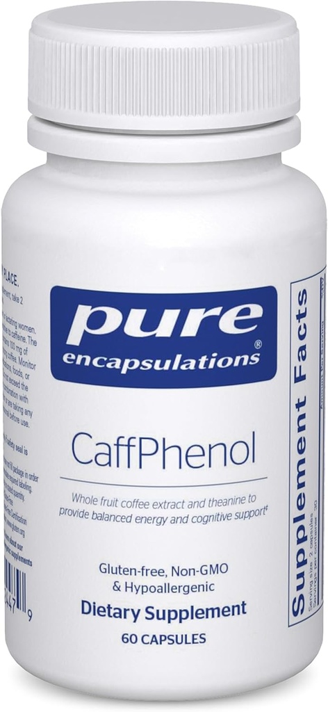 純粋なカプセル封入 CaffPhenol | 全フルーツのコーヒーベリーのエキスおよびバランスの取れたエネルギーおよび認知サポートを提供するテアニン | 60のカプセル