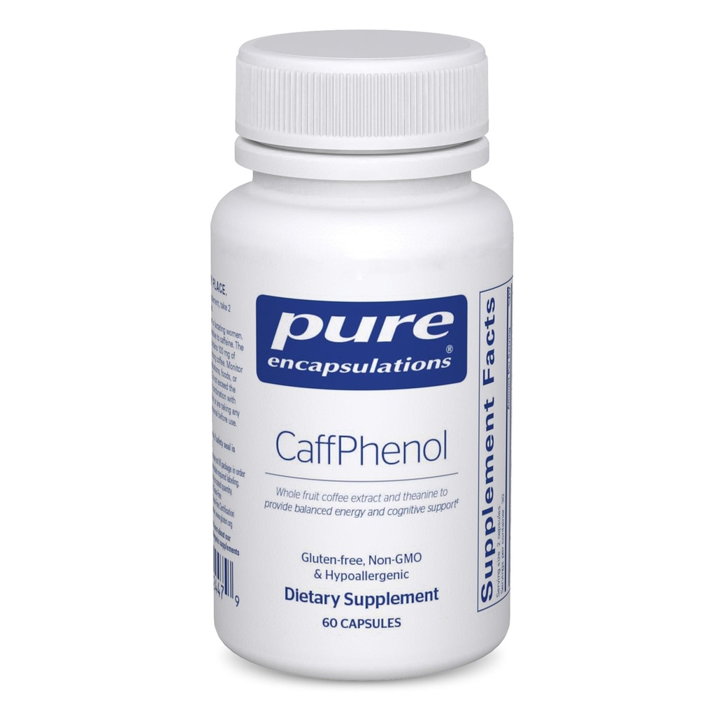 純粋なカプセル封入 CaffPhenol | 全フルーツのコーヒーベリーのエキスおよびバランスの取れたエネルギーおよび認知サポートを提供するテアニン | 60のカプセル