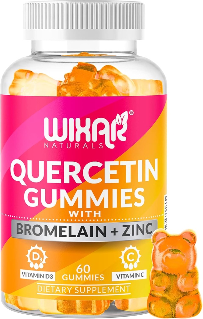 Quercetin のグミ - Bromelain、亜鉛、ビタミン C&D3 の Quercetin のグミ - Quercetin のグミイラは免疫サポートおよびアレルギーのための補足-免疫のブスター ビタミンの補足- 60 のChewable を補います