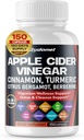 Apple Cider Vinegar Ceylon Cinnamon Turmeric Odorless Garlic Olive Leaf Artichoke Black Pepper -150 Capsules- Made in USA