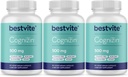 BESTVITE Cognizin Citicoline 500mg (180 ベジタリアンカプセル) (60x3) - 臨床的に学んだPremium Choline Nootropic - いいえ Stearates - ビーガン - グルテンフリーグルテンフリー - 脳は、メモリとフォーカスのためのサプリメント
