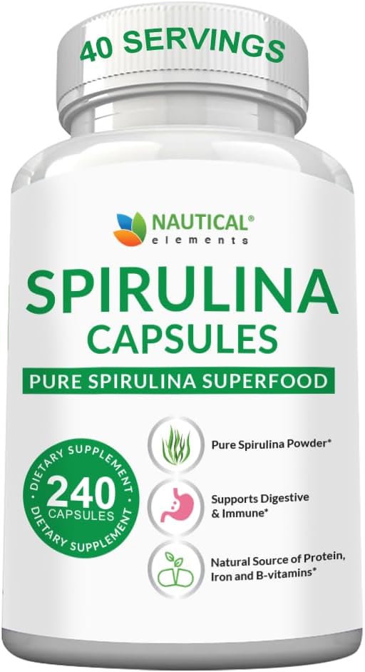 Spirulinaは3000mg - 40のサービングの有機性Spirulinaのカプセル-蛋白質、酸化防止剤及びビタミン- 240の有機性Espirulinaの粉-サポート免疫及び心血管の健康をカプセルに入れます