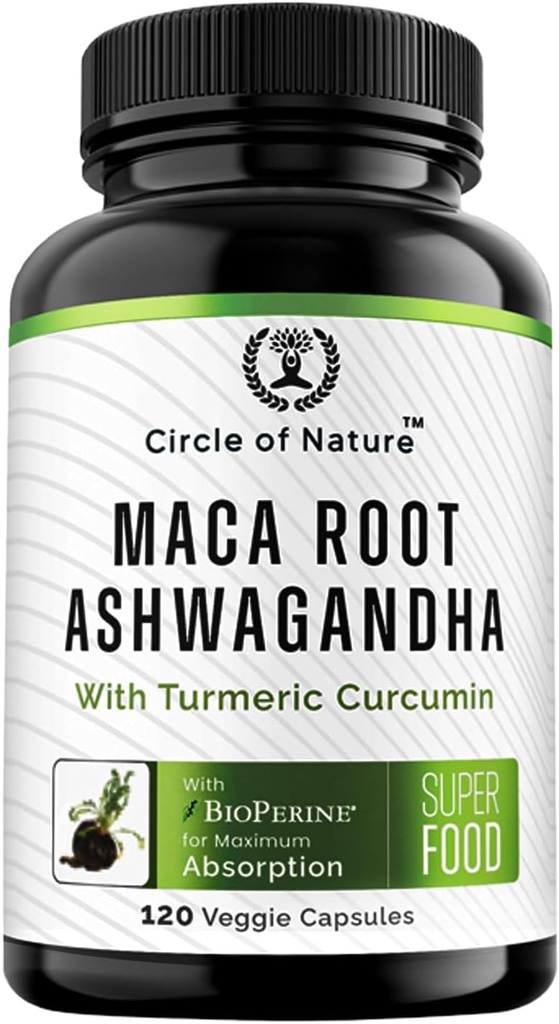 Maca Root、Ashwagandhaの根のエキス、Turmeric CurcuminおよびBioperine 120のカプセルは米国で作りました