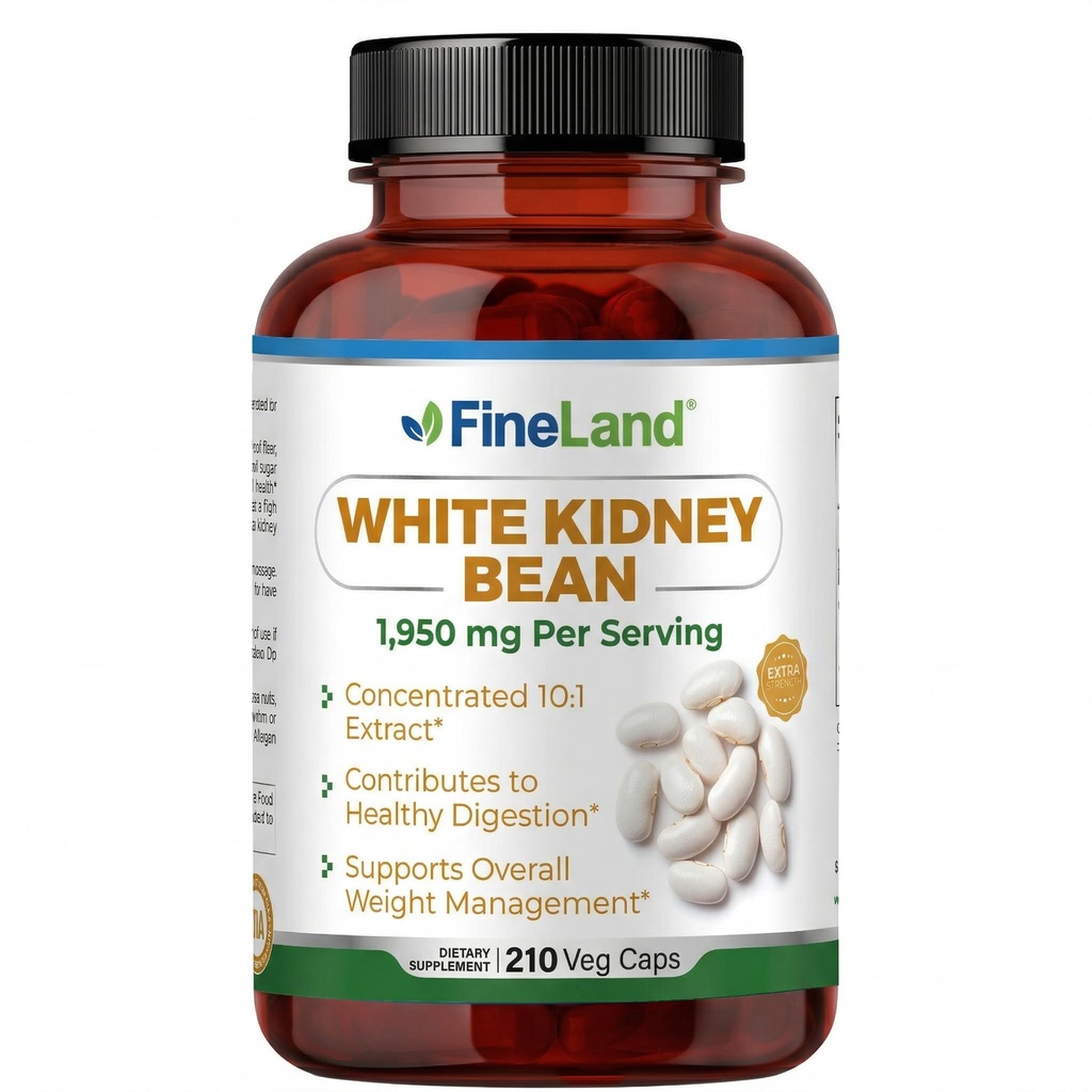 FineLandホワイト腎臓豆エキス10:1 – 19,500 mg サービングあたり等価, 210 ビーガンカプセル – 炭水化物代謝をサポート & 消化快適 – 非GMO, 米国製